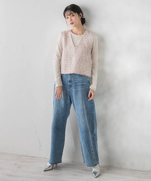 Droite lautreamont(ドロワットロートレアモン)の「シアーベロアカットソー≪手洗い可能≫(Tシャツ/カットソー・レディース・オフホワイト/ブラウン/ピンク・M)」の10枚目の写真