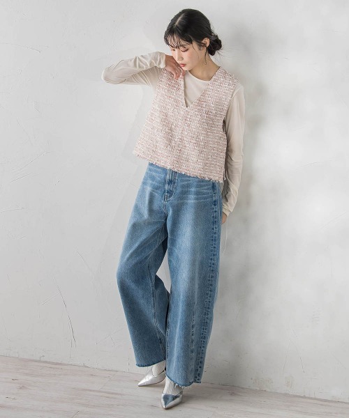 Droite lautreamont(ドロワットロートレアモン)の「シアーベロアカットソー≪手洗い可能≫(Tシャツ/カットソー・レディース・オフホワイト/ブラウン/ピンク・M)」の11枚目の写真