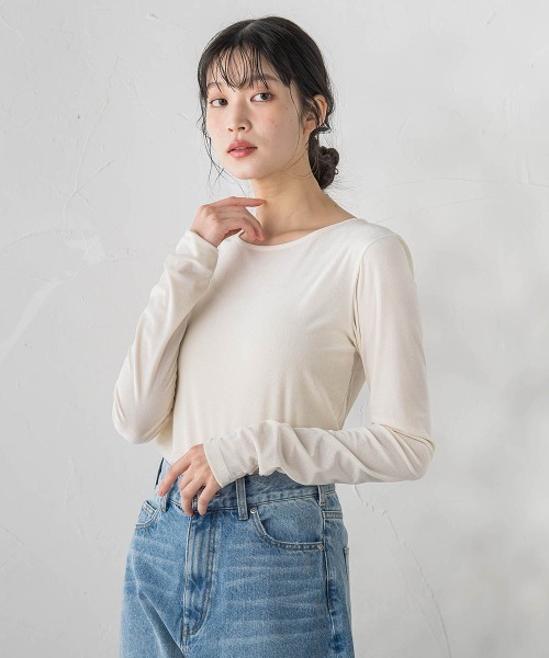 Droite lautreamont(ドロワットロートレアモン)の「シアーベロアカットソー≪手洗い可能≫(Tシャツ/カットソー・レディース・オフホワイト/ブラウン/ピンク・M)」の4枚目の写真