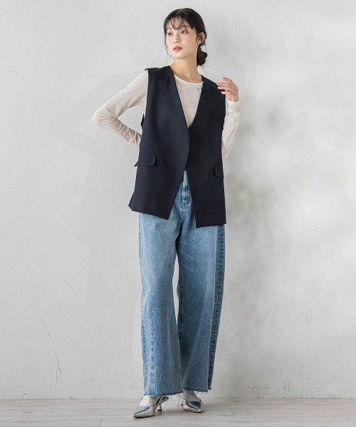 Droite lautreamont(ドロワットロートレアモン)の「シアーベロアカットソー≪手洗い可能≫(Tシャツ/カットソー・レディース・オフホワイト/ブラウン/ピンク・M)」の13枚目の写真