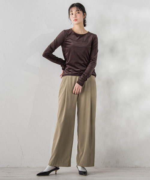 Droite lautreamont(ドロワットロートレアモン)の「シアーベロアカットソー≪手洗い可能≫(Tシャツ/カットソー・レディース・オフホワイト/ブラウン/ピンク・M)」の17枚目の写真