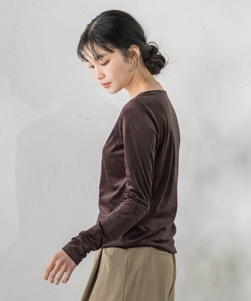 Droite lautreamont(ドロワットロートレアモン)の「シアーベロアカットソー≪手洗い可能≫(Tシャツ/カットソー・レディース・オフホワイト/ブラウン/ピンク・M)」の15枚目の写真