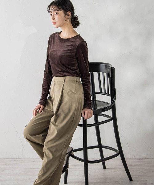 Droite lautreamont(ドロワットロートレアモン)の「シアーベロアカットソー≪手洗い可能≫(Tシャツ/カットソー・レディース・オフホワイト/ブラウン/ピンク・M)」の20枚目の写真