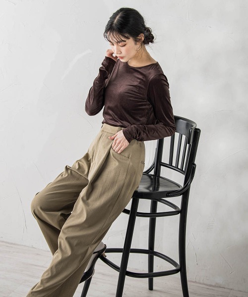 Droite lautreamont(ドロワットロートレアモン)の「シアーベロアカットソー≪手洗い可能≫(Tシャツ/カットソー・レディース・オフホワイト/ブラウン/ピンク・M)」の21枚目の写真