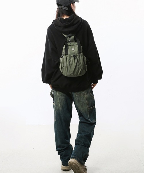 Miniministore(ミニミニストア)の「ミニリュック2wayナイロンバッグ小さめ(バックパック/リュック・レディース・ブラック/アイボリー/カーキ/ラベンダー/イエロー/キャメル・FREE)」の10枚目の写真