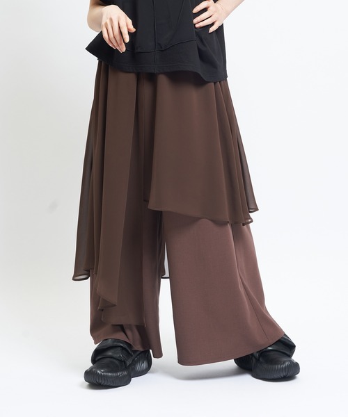 gomme(ゴム)の「レイヤーツイルパンツ(その他パンツ・レディース・ブラック/ブラウン/チャコールグレー・MEDIUM)」の1枚目の写真