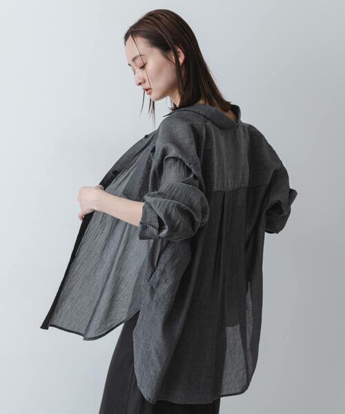 SENSE OF PLACE by URBAN RESEARCH(センスオブプレイスバイアーバンリサーチ)の「ポケットツキシアーデニムシャツ(シャツ/ブラウス・レディース・ブラック/インディゴブルー・ONE)」の4枚目の写真