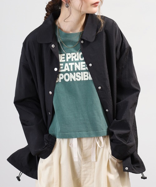 BARNDOOR(バーンドア)の「ナイロン裏プリント コーチジャケット 26SS(ナイロンジャケット・レディース・レッド/ネイビー/ブラック・FREE)」の6枚目の写真