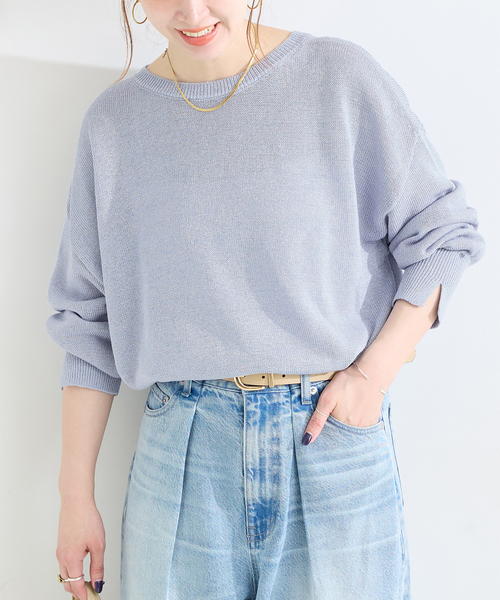 B.C STOCK（ベーセーストック）の「手洗い可 / ペーパー混ドルマンプルオーバー（ニット/セーター・レディース・イエロー/ラベンダー/ベージュ/ブラック・FREE）」の3枚目の写真