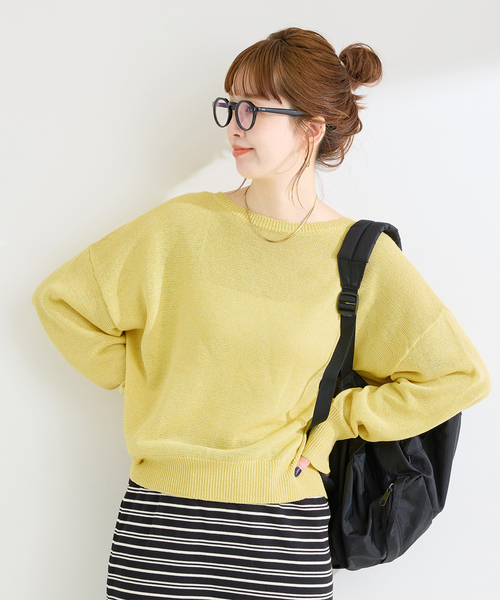 B.C STOCK（ベーセーストック）の「手洗い可 / ペーパー混ドルマンプルオーバー（ニット/セーター・レディース・イエロー/ラベンダー/ベージュ/ブラック・FREE）」の4枚目の写真