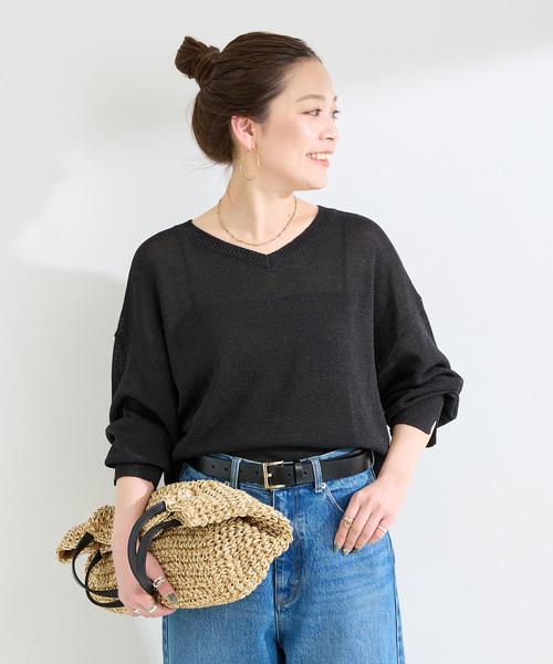 B.C STOCK（ベーセーストック）の「手洗い可 / ペーパー混ドルマンプルオーバー（ニット/セーター・レディース・イエロー/ラベンダー/ベージュ/ブラック・FREE）」の14枚目の写真