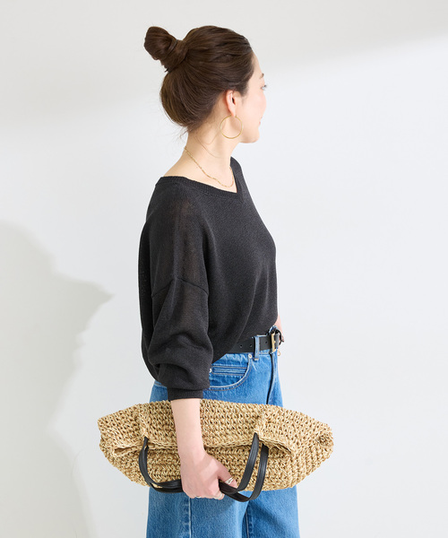 B.C STOCK（ベーセーストック）の「手洗い可 / ペーパー混ドルマンプルオーバー（ニット/セーター・レディース・イエロー/ラベンダー/ベージュ/ブラック・FREE）」の16枚目の写真