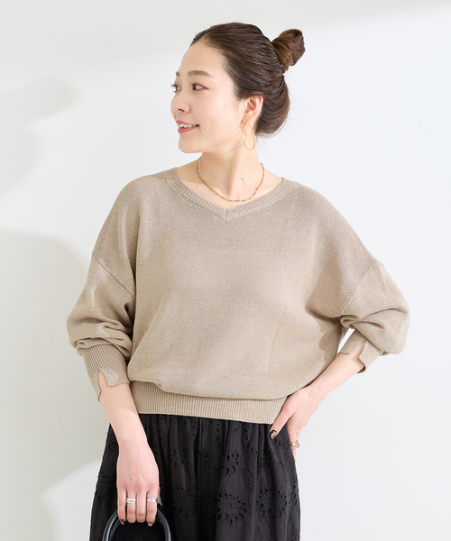 B.C STOCK（ベーセーストック）の「手洗い可 / ペーパー混ドルマンプルオーバー（ニット/セーター・レディース・イエロー/ラベンダー/ベージュ/ブラック・FREE）」の21枚目の写真