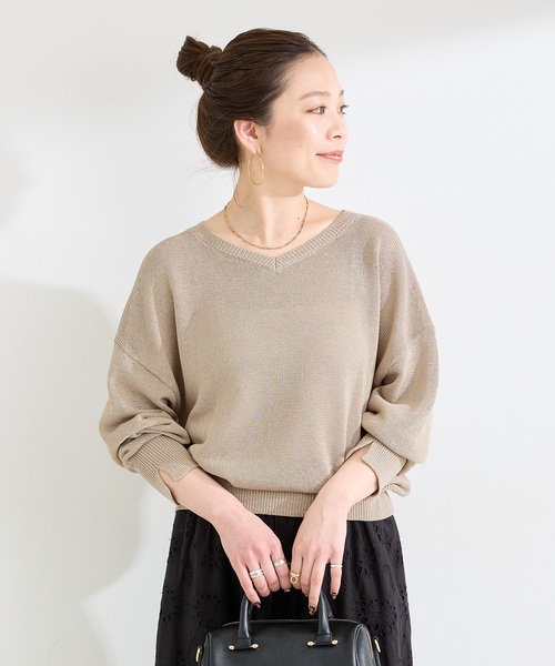 B.C STOCK（ベーセーストック）の「手洗い可 / ペーパー混ドルマンプルオーバー（ニット/セーター・レディース・イエロー/ラベンダー/ベージュ/ブラック・FREE）」の22枚目の写真