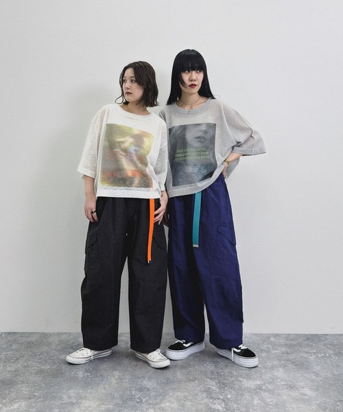 niko and...（ニコアンド）の「[MODE NORM CORE] シアーグラフィックニットプルオーバー（Tシャツ/カットソー・レディース・ラベンダー/グレー/オフホワイト・FREE）」の4枚目の写真