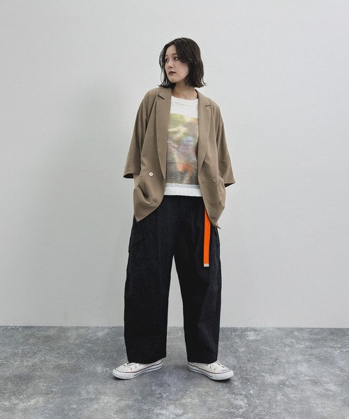 niko and...（ニコアンド）の「[MODE NORM CORE] シアーグラフィックニットプルオーバー（Tシャツ/カットソー・レディース・ラベンダー/グレー/オフホワイト・FREE）」の6枚目の写真