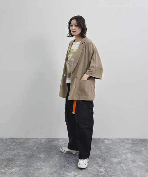 niko and...（ニコアンド）の「[MODE NORM CORE] シアーグラフィックニットプルオーバー（Tシャツ/カットソー・レディース・ラベンダー/グレー/オフホワイト・FREE）」の7枚目の写真