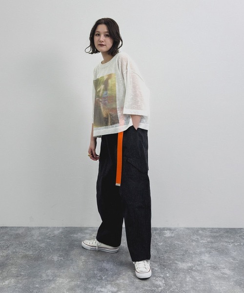 niko and...（ニコアンド）の「[MODE NORM CORE] シアーグラフィックニットプルオーバー（Tシャツ/カットソー・レディース・ラベンダー/グレー/オフホワイト・FREE）」の8枚目の写真