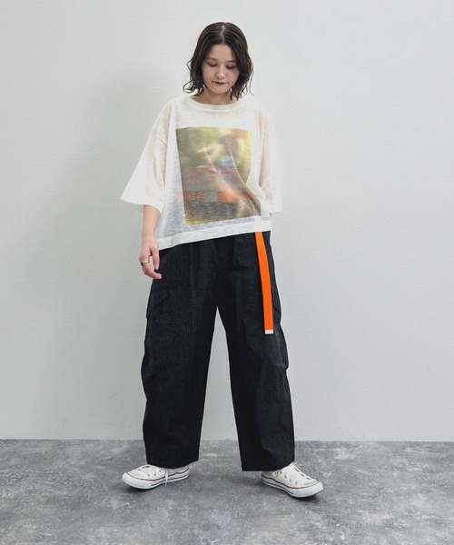 niko and...（ニコアンド）の「[MODE NORM CORE] シアーグラフィックニットプルオーバー（Tシャツ/カットソー・レディース・ラベンダー/グレー/オフホワイト・FREE）」の9枚目の写真