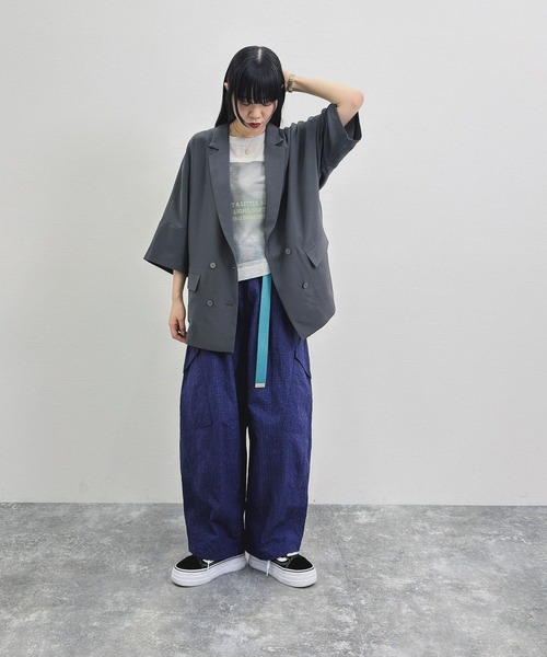 niko and...（ニコアンド）の「[MODE NORM CORE] シアーグラフィックニットプルオーバー（Tシャツ/カットソー・レディース・ラベンダー/グレー/オフホワイト・FREE）」の10枚目の写真
