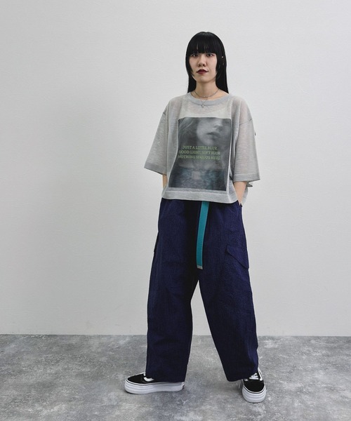 niko and...（ニコアンド）の「[MODE NORM CORE] シアーグラフィックニットプルオーバー（Tシャツ/カットソー・レディース・ラベンダー/グレー/オフホワイト・FREE）」の11枚目の写真