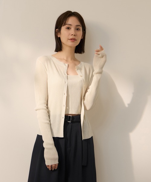 ketty（ケティ）の「リネンフィールカーディガン*キャミSET（カーディガン/ボレロ・レディース・ブラック/アイボリー・M）」の2枚目の写真