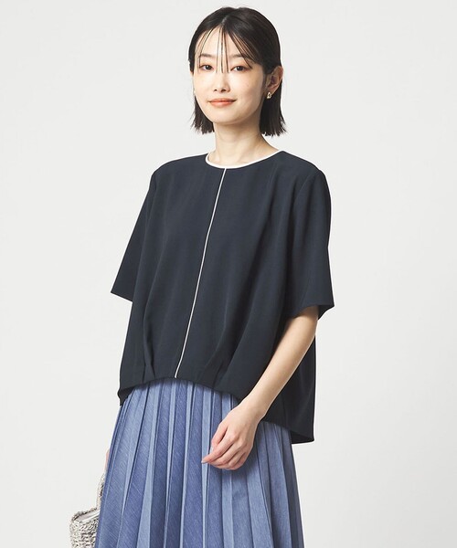 green label relaxing(グリーンレーベルリラクシング)の「ライン TEE ブラウス(シャツ/ブラウス・レディース・オフホワイト/イエロー/ネイビー・FREE)」の2枚目の写真