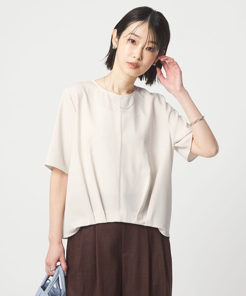 green label relaxing(グリーンレーベルリラクシング)の「ライン TEE ブラウス(シャツ/ブラウス・レディース・オフホワイト/イエロー/ネイビー・FREE)」の1枚目の写真