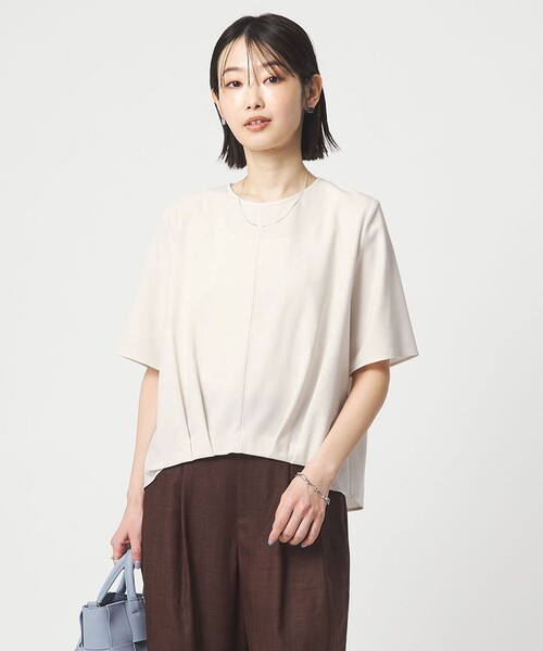 green label relaxing(グリーンレーベルリラクシング)の「ライン TEE ブラウス(シャツ/ブラウス・レディース・オフホワイト/イエロー/ネイビー・FREE)」の4枚目の写真