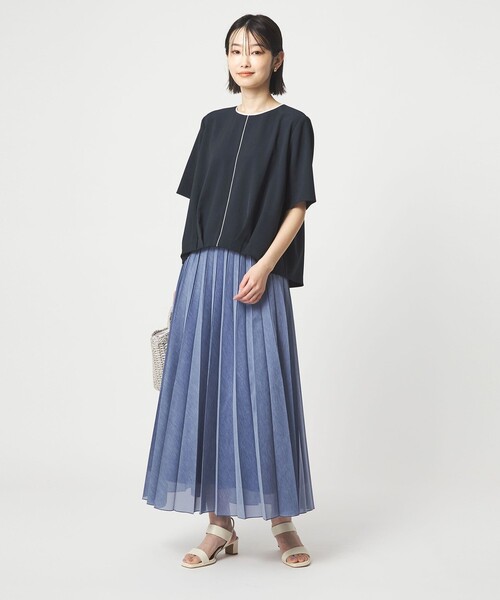 green label relaxing(グリーンレーベルリラクシング)の「ライン TEE ブラウス(シャツ/ブラウス・レディース・オフホワイト/イエロー/ネイビー・FREE)」の12枚目の写真