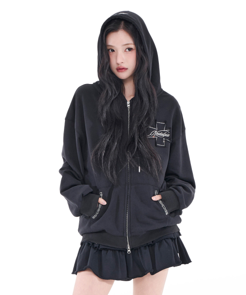 ALKI ALKA(アルキアルカ)の「Nostalgia Hoodie Zip-Up (Black)(パーカー・レディース・ブラック・LARGE/MEDIUM)」の2枚目の写真