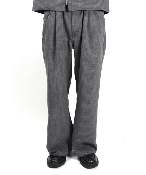 Jieda（ジエダ）の「【Jieda/ジエダ】STRIPE WIDE ONE TUCK PANTS（スラックス・メンズ・ブラック/グレー・1/2）」の13枚目の写真