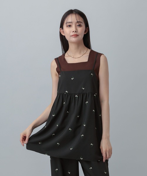 GLOBAL WORK（グローバルワーク）の「MATINEE LINE/フラワー刺繍キャミチュニック/646658（その他トップス・レディース・ブラック/ダークブラウン・MEDIUM/LARGE）」の19枚目の写真