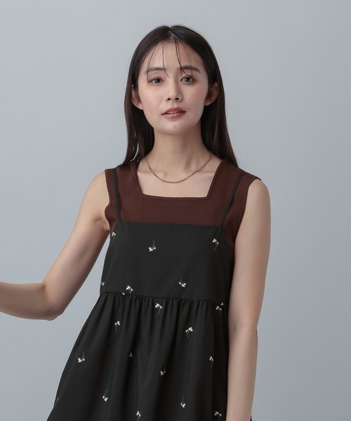 GLOBAL WORK（グローバルワーク）の「MATINEE LINE/フラワー刺繍キャミチュニック/646658（その他トップス・レディース・ブラック/ダークブラウン・MEDIUM/LARGE）」の18枚目の写真