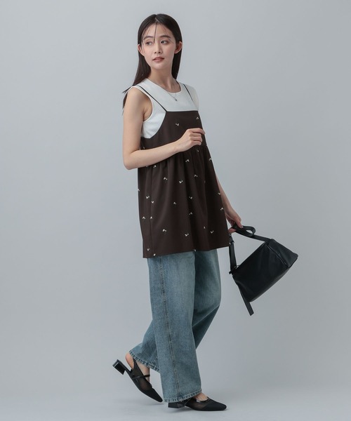 GLOBAL WORK（グローバルワーク）の「MATINEE LINE/フラワー刺繍キャミチュニック/646658（その他トップス・レディース・ブラック/ダークブラウン・MEDIUM/LARGE）」の16枚目の写真