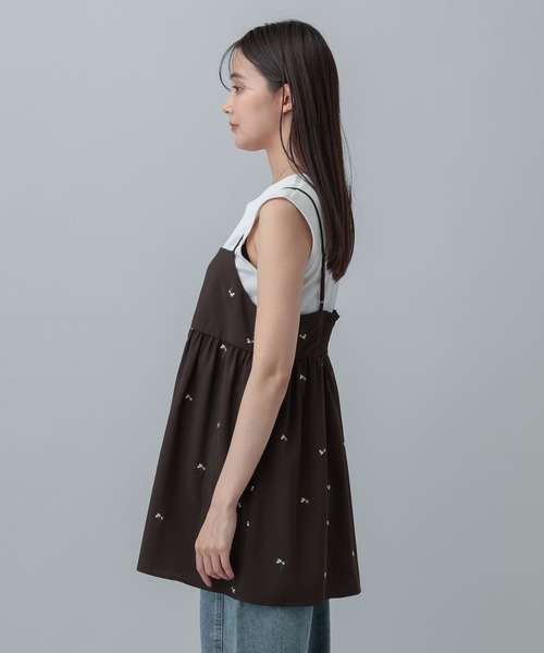 GLOBAL WORK（グローバルワーク）の「MATINEE LINE/フラワー刺繍キャミチュニック/646658（その他トップス・レディース・ブラック/ダークブラウン・MEDIUM/LARGE）」の10枚目の写真
