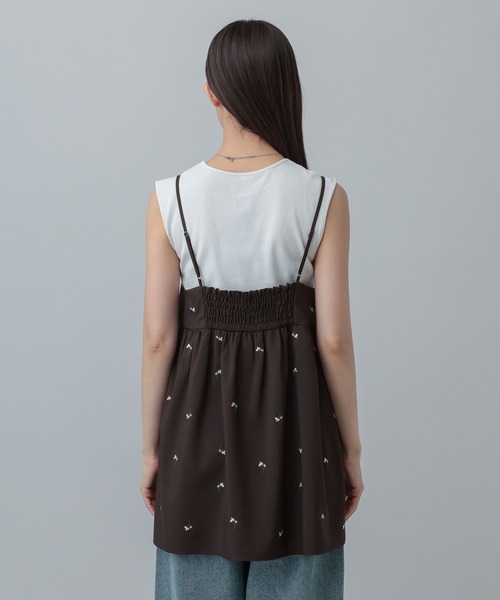 GLOBAL WORK（グローバルワーク）の「MATINEE LINE/フラワー刺繍キャミチュニック/646658（その他トップス・レディース・ブラック/ダークブラウン・MEDIUM/LARGE）」の9枚目の写真