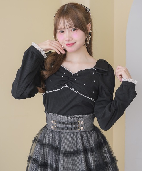 ROJITA（ロジータ）の「リボンテレコトップス（Tシャツ/カットソー・レディース・ホワイト/ブラック/ブルー・FREE）」の3枚目の写真