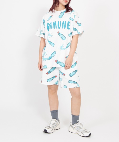 PUNYUS（プニュズ）の「【新サイズ】フード総柄スウェットショートパンツ(RAMUNE)（スウェットパンツ・レディース・サックスブルー・1/2/3/4/5）」の4枚目の写真