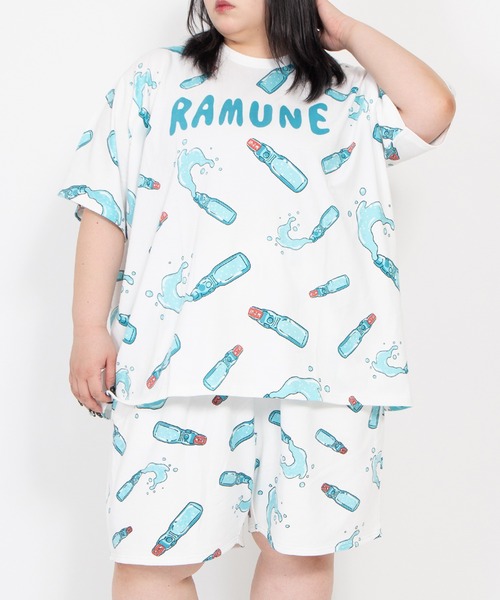 PUNYUS（プニュズ）の「【新サイズ】フード総柄スウェットショートパンツ(RAMUNE)（スウェットパンツ・レディース・サックスブルー・1/2/3/4/5）」の8枚目の写真