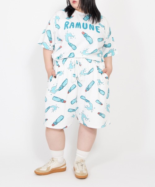 PUNYUS（プニュズ）の「【新サイズ】フード総柄スウェットショートパンツ(RAMUNE)（スウェットパンツ・レディース・サックスブルー・1/2/3/4/5）」の12枚目の写真