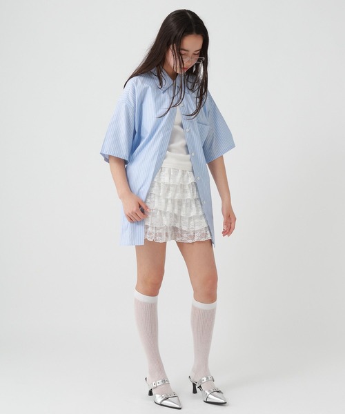 repipi armario(レピピ アルマリオ)の「ストライプBIGシャツ(シャツ/ブラウス・キッズ・ブラック/ピンク/サックスブルー・MEDIUM/LARGE)」の14枚目の写真