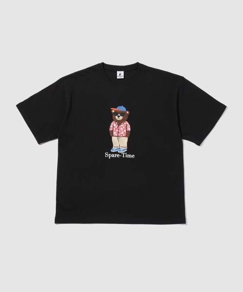 Mac-House(マックハウス)の「クマモチーフ サガラ刺繍&アップリケ クルーネック 半袖Tシャツ(Tシャツ/カットソー・メンズ・ホワイト/ブラック・M/L)」の2枚目の写真