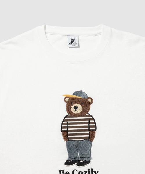 Mac-House(マックハウス)の「クマモチーフ サガラ刺繍&アップリケ クルーネック 半袖Tシャツ(Tシャツ/カットソー・メンズ・ホワイト/ブラック・M/L)」の4枚目の写真