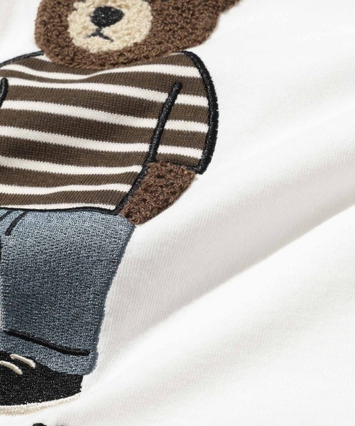 Mac-House(マックハウス)の「クマモチーフ サガラ刺繍&アップリケ クルーネック 半袖Tシャツ(Tシャツ/カットソー・メンズ・ホワイト/ブラック・M/L)」の8枚目の写真