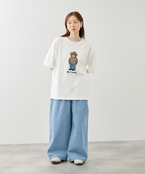 Mac-House(マックハウス)の「クマモチーフ サガラ刺繍&アップリケ クルーネック 半袖Tシャツ(Tシャツ/カットソー・メンズ・ホワイト/ブラック・M/L)」の10枚目の写真