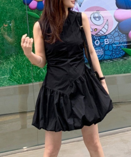 FREE STYLISTS（フリー スタイリスト）の「YUGA_YGMC　Korean style balloon mini dress（ワンピース・レディース・ライトグレー/ブラック/ホワイト・L/M）」の2枚目の写真
