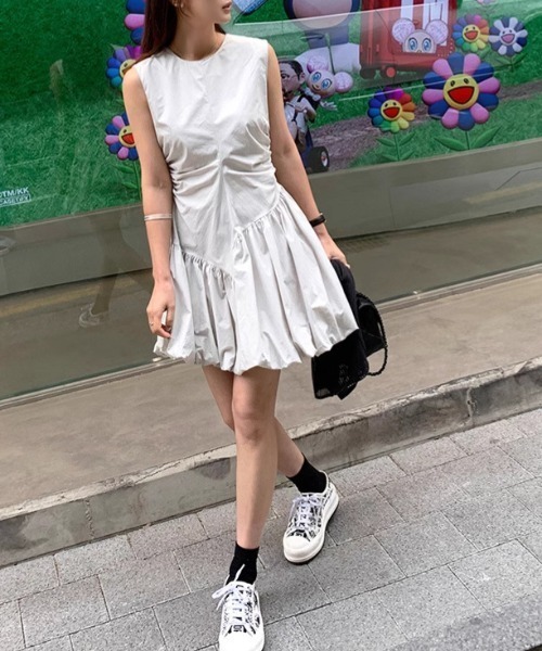 FREE STYLISTS（フリー スタイリスト）の「YUGA_YGMC　Korean style balloon mini dress（ワンピース・レディース・ライトグレー/ブラック/ホワイト・L/M）」の20枚目の写真