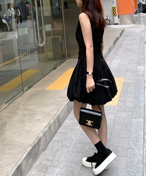 FREE STYLISTS（フリー スタイリスト）の「YUGA_YGMC　Korean style balloon mini dress（ワンピース・レディース・ライトグレー/ブラック/ホワイト・L/M）」の12枚目の写真