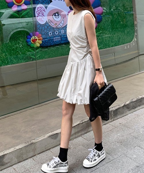 FREE STYLISTS（フリー スタイリスト）の「YUGA_YGMC　Korean style balloon mini dress（ワンピース・レディース・ライトグレー/ブラック/ホワイト・L/M）」の21枚目の写真
